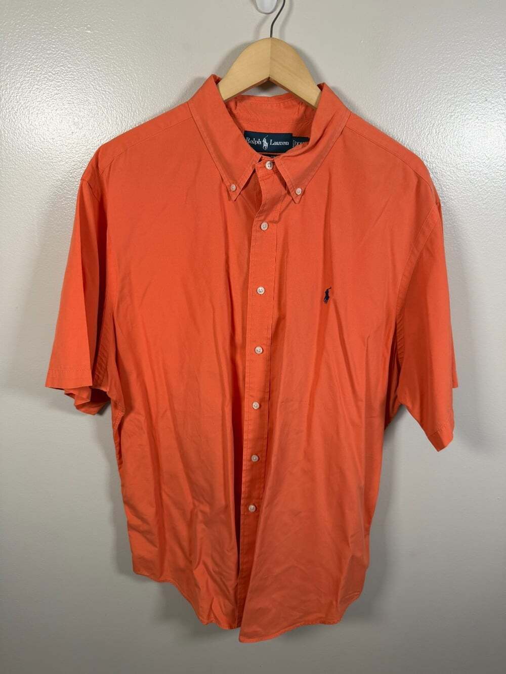 Ralph Lauren Classic Fit Button Down Shirt Mens XXL Cotton Oxford Pony Orange